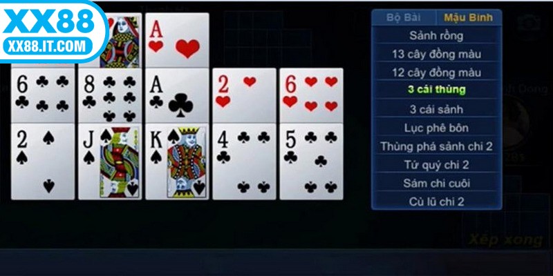 Mậu Binh online sử dụng bộ bài Tây 52 lá theo tiêu chuẩn chung