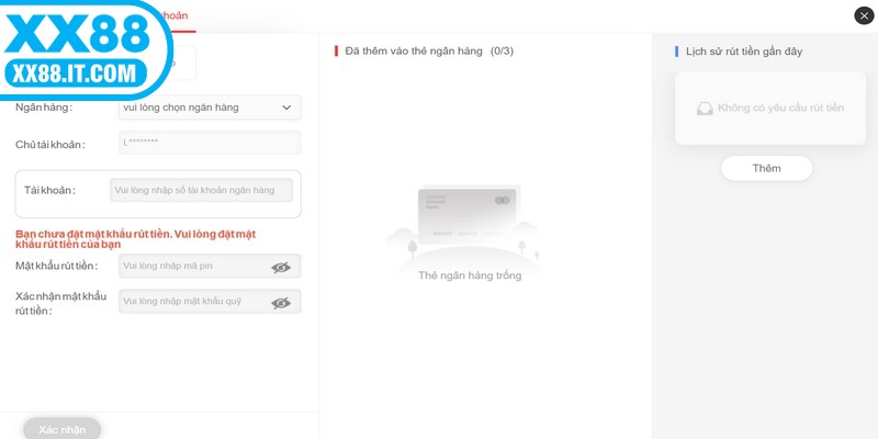 Những bước thực hiện rút tiền XX88